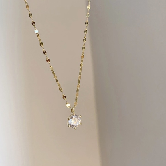 Sterling Silver Gold Gucci Chain with Cubic Zirconia Charm - Picture 2 of 7